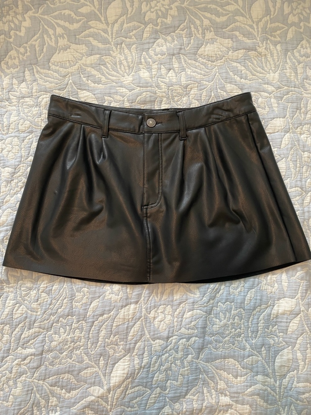 Rewash Black Faux Leather Skirt with Branded Waist Label
